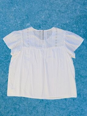 Ella Moss White Brianne Eyelet Cap Sleeve Cotton Top ~ Women’s XL